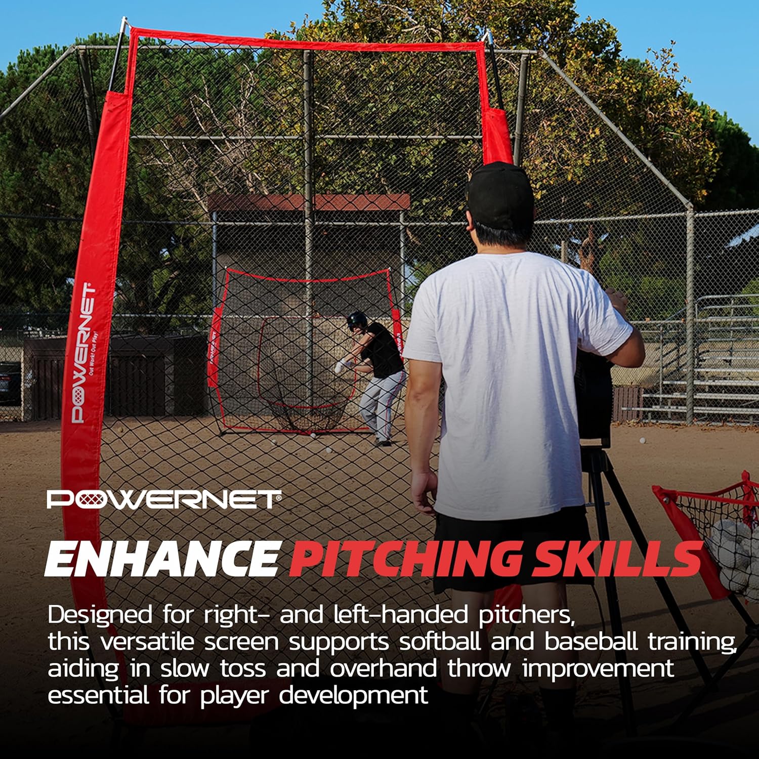 PowerNet Baseball Training Equipment Baseball Net, Portable Softball Batting Practice Pitching Screen, 7-FT I-Screen or A-Frame Pitching Net
