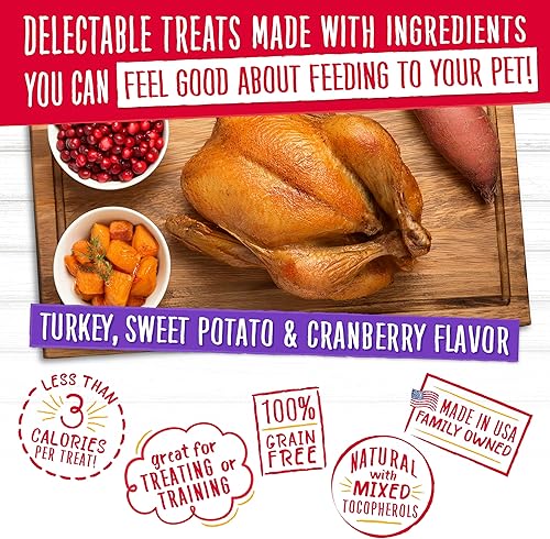 Miniatura 5 de Charlee Bear Crunch - Golosinas para perros sin granos, pavo, batata y manzana, bolsa resellable de 8 onzas, golosinas de entrenamiento bajas en