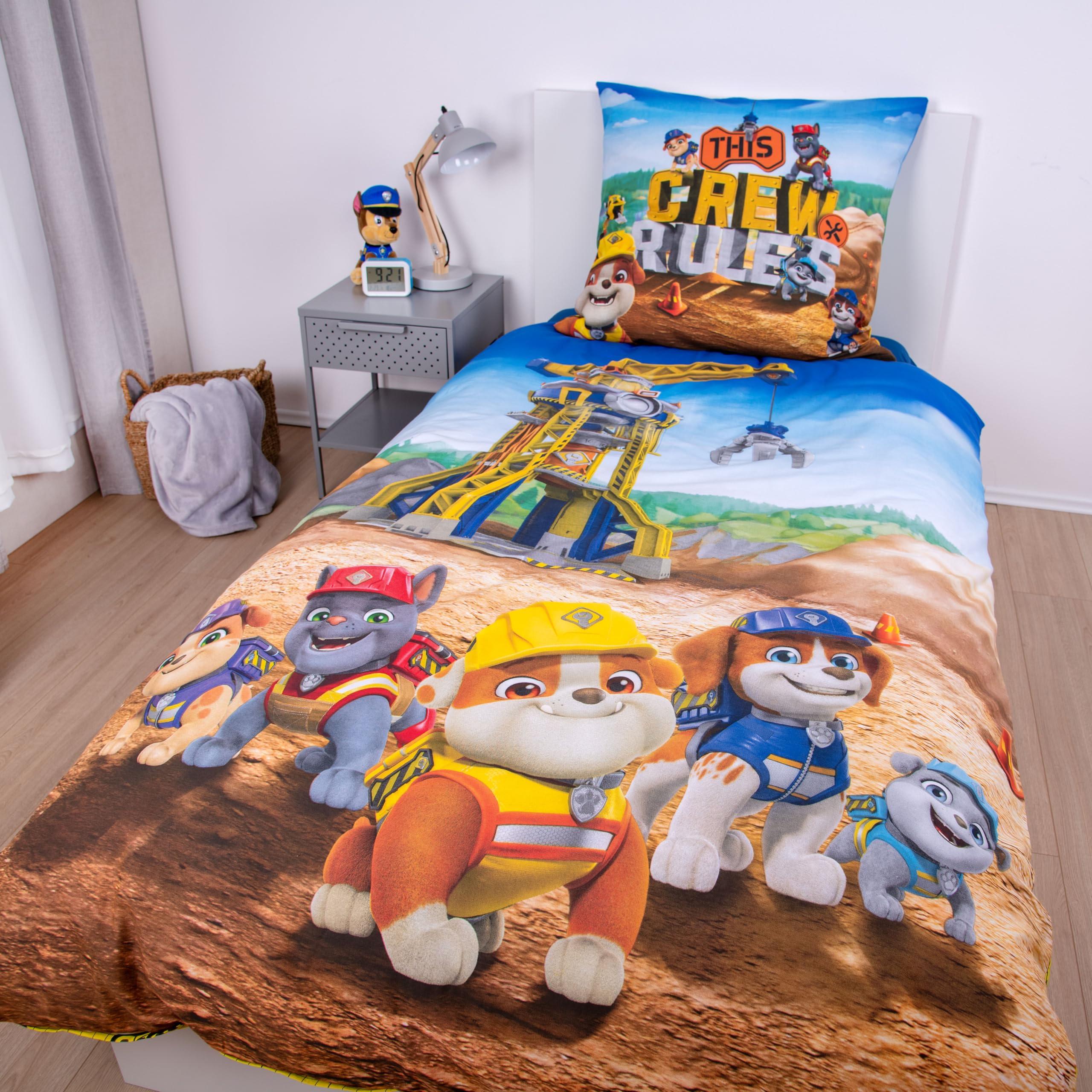 Herding Rubble and Crew Bettwäsche-Set aus 100% Baumwolle, Wendbare Kinderbettwäsche mit Kissenbezug 80x80 und Bettbezug 135x200 cm, Produziert nach Oeko-TEX Standard 100