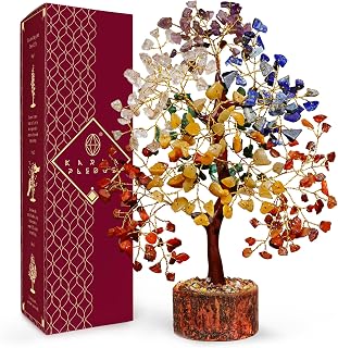 KARMAPLEDGE 7 Chakra Crystal Tree of Life - Handmade Healing Gemstones for Positive Energy, Good Luck, Home Office Decor & Birthday Gifts for Women Mom