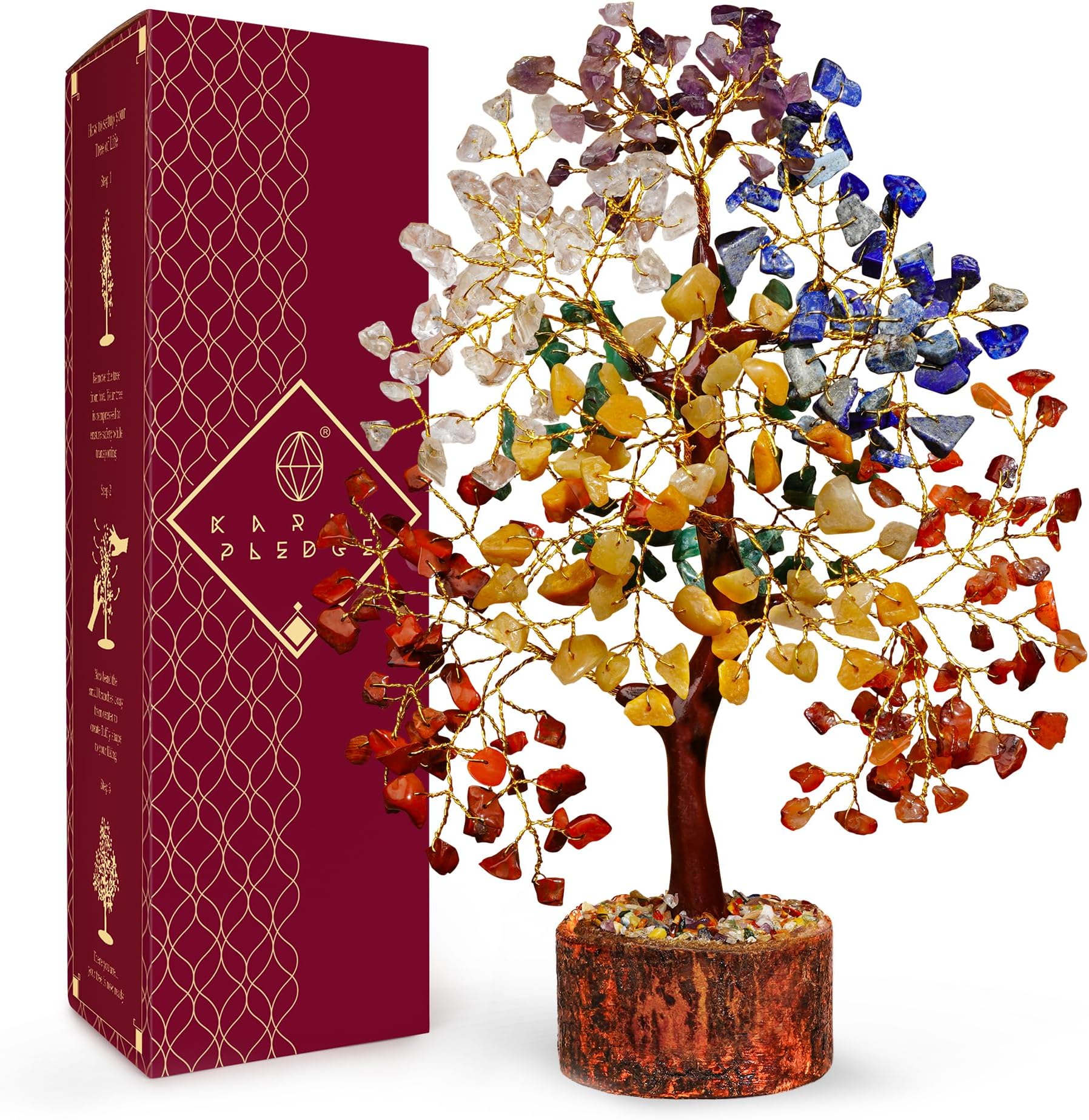 Chakra Tree of Life Birthday Gifts for Women, Mom, Sister, Friends, Handmade Healing Crystal Tree Bring Money, Positivity & Good Luck, Boho Home, Room and Office Desk Decor, Unique Gifts for Mother