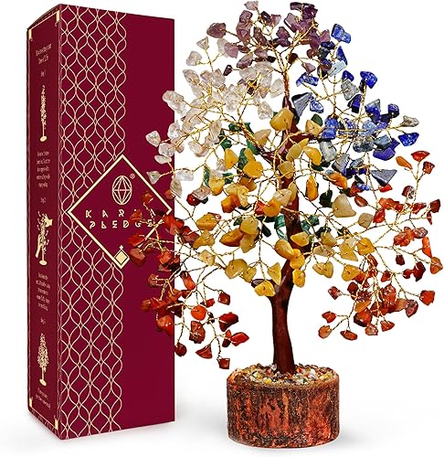 Árbol de la vida de cristal curativo de 7 chakras, decoración del hogar y la oficina, árboles bonsái de dinero de Feng Shui para energía positiva,