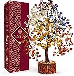Crystal Tree of Life 7 Chakra Healing Crystal Trees for Home Decor, Office Desk Decor, Boho Decor, Handmade Bonsai Trees for Positive Energy, Money, Good Luck Birthday Gifts for Women, Mom
