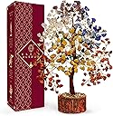 Crystal Tree of Life 7 Chakra Healing Crystals Trees for Home Decor, Office Desk Decor, Boho Decor, Handmade Bonsai Trees for Positive Energy, Money, Good Luck Birthday Gifts for Women, Mom
