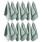 Ease Cubs 12 Pack Muslin Washcloths for Baby - 100% Cotton Baby Wash Cloths for or Baby Face Body Comfy and Soft for Newborn Infants Kids Girls and Boys - 12x12 - Green