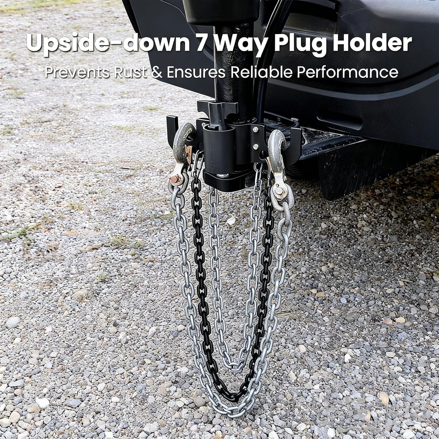 Aluminum Trailer Chain Holder, Trailer Towing Chain Organizer & 7-Way Plug Holder, Heavy-Duty, Corrosion-Resistant Aluminum Hardware for RV Hitches and Camping Trailers (2Pcs)