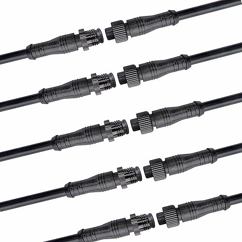 Miniatura 6 de Conector eléctrico de 3 pines, conector LED de 3 núcleos para exteriores, macho y hembra, conectores LED de tuerca de metal con cable de 7.9 in, 18