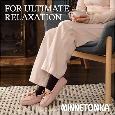 Minnetonka Women's Suede Soft Leather Sole Faux Fur Lined Slippers