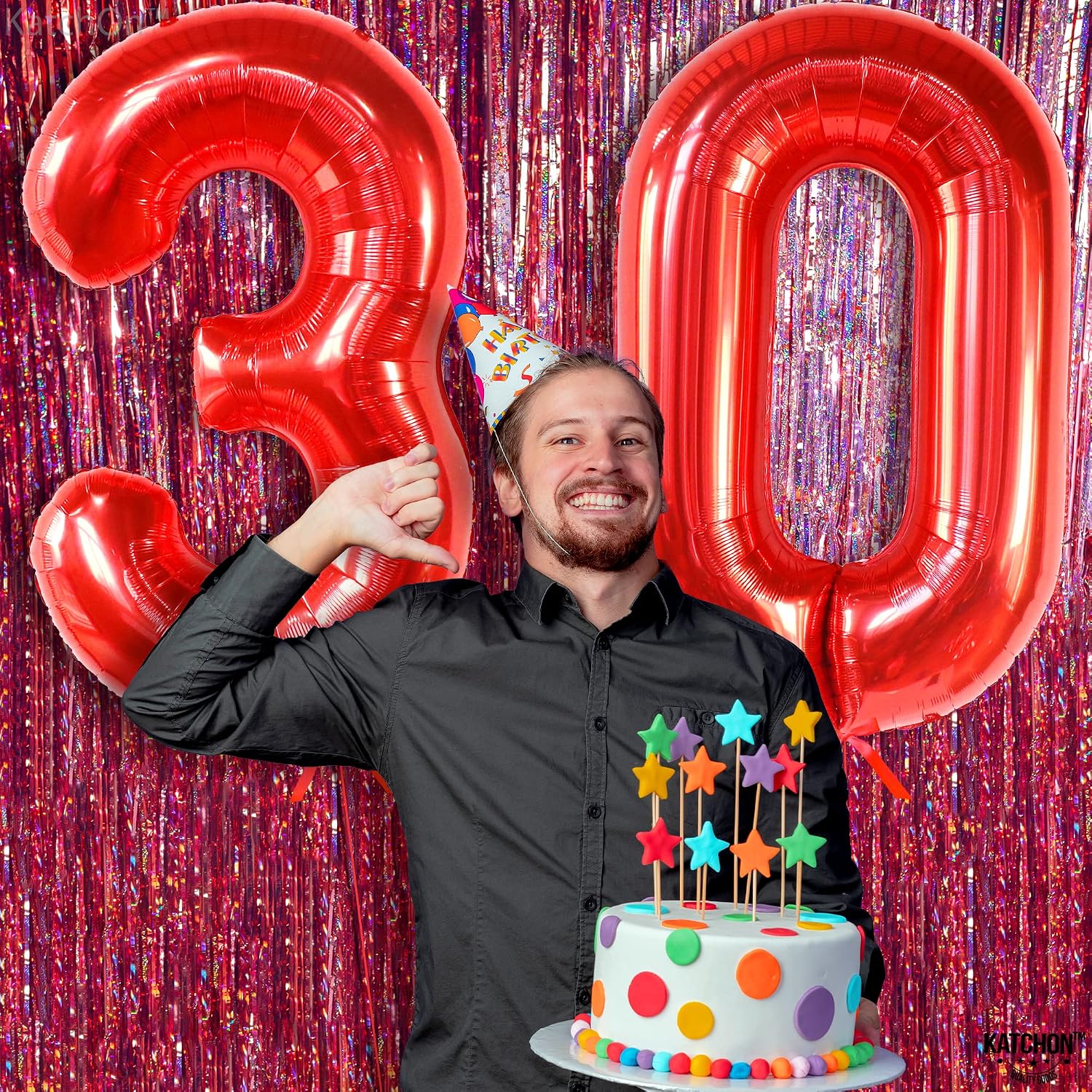 KatchOn, Red 30 Balloon Numbers - Giant 40 Inch | Red 30th Birthday Balloons for Her | Number 30 Balloons for Birthday | 30 Balloon Numbers for 30th Decorations for Her | 30th Anniversary Decorations