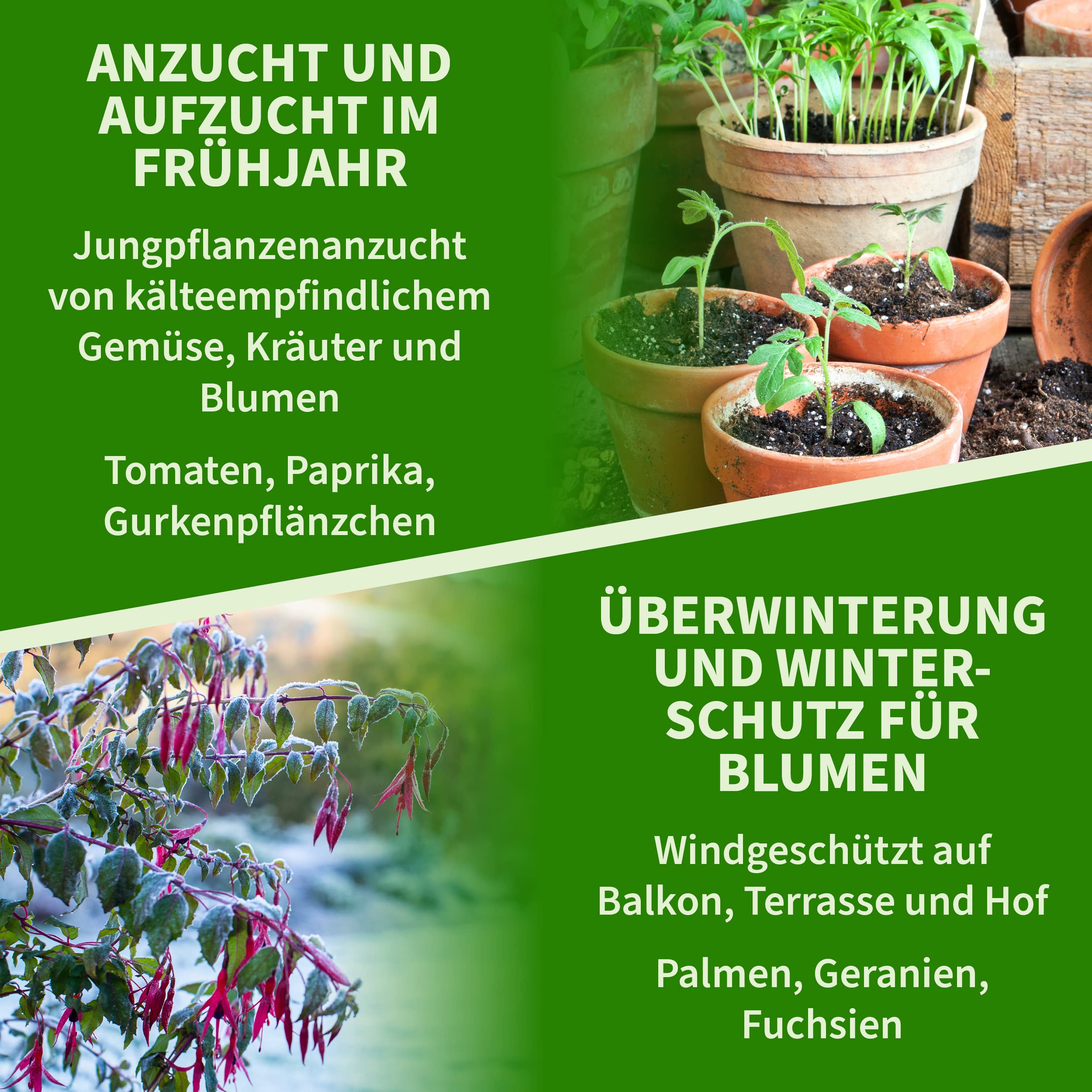 TTL GARDEN Foliengewächshaus 195 x 143 x 73 cm grün für Tomaten & Pflanzen | - Gewächshaus Treibhaus mit Gitter Schutzfolie, 2 Fenster mit Fliegengitter Bodenanker 6 Etagen + Regal Böden Winterfest