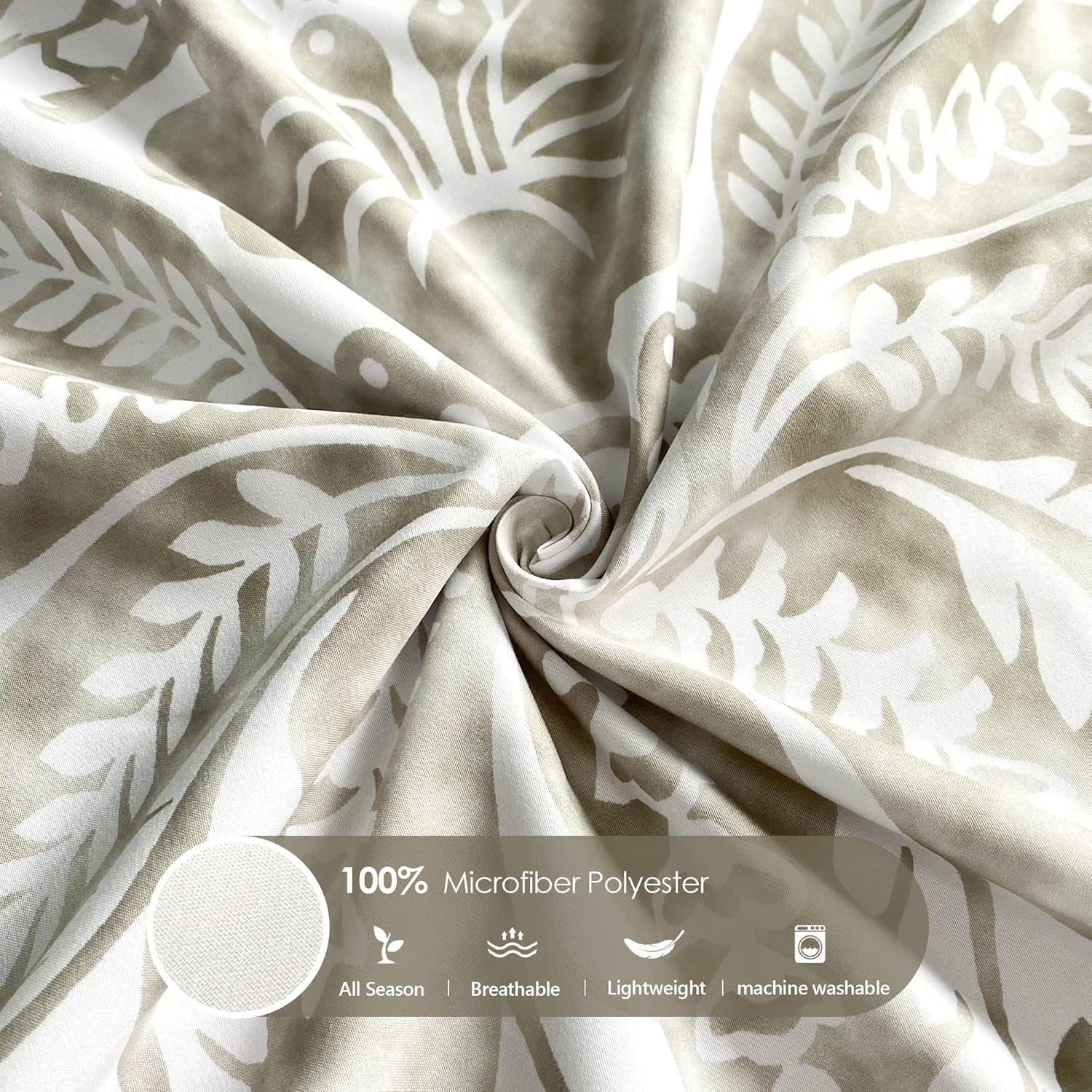 Style Quarters Duvet Cover King Size, 3 Pcs Floral Duvet Covers with Zipper Closure, 100% Polyester Bedding Set, Comforter Cover with Gray Baroque Pattern Include 1 Duvet Cover and 2 Pillow Shams