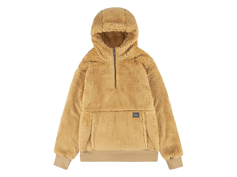 Levi's(r) Kids Sherpa 1/4 Zip Pullover Hoodie (Big Kids) (Iced Coffee) Boy's Clothing INTERNATIONAL SHIPPING