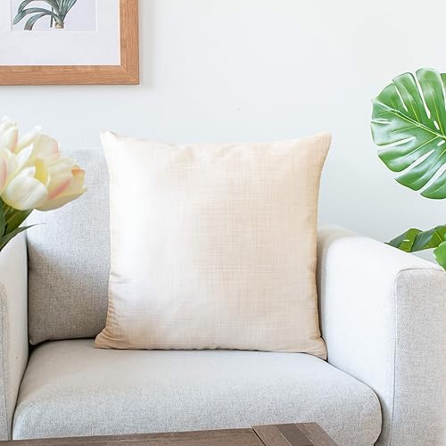 Miniatura 3 de The White Petals Almohada de color crema (juego de 2 fundas, seda cruda sintética, crema, 18 x 18 pulgadas)