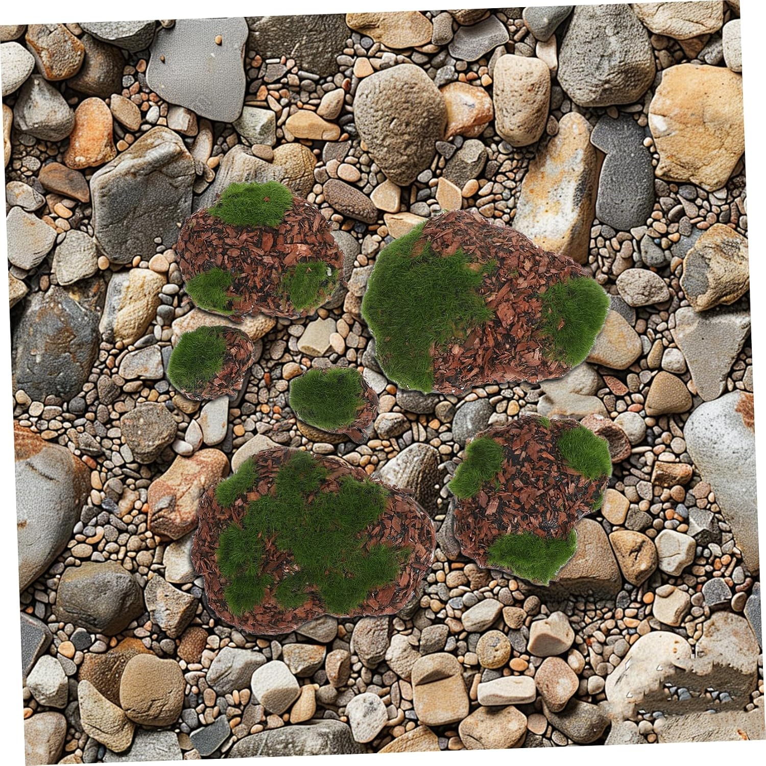 BESPORTBLE 6pcs Faux Moss Covered Stones for Floral Arrangements and Crafting Realistic Moss Rock Decor for Gardens Projects and Terrariums