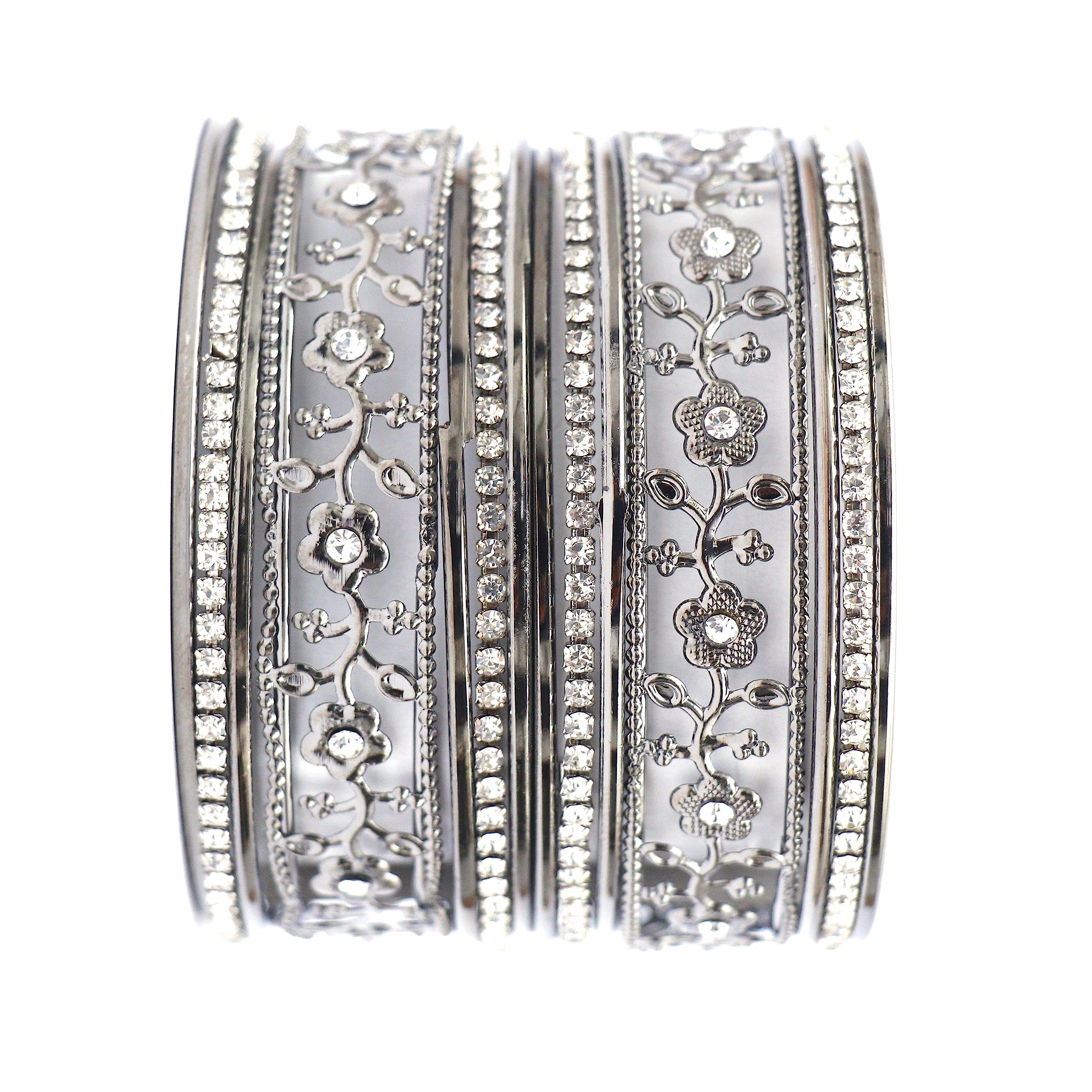Shivarth Bangles Silver Brass Plated Oxidized Bangles Silver Plated Bangles Set Silver Oxidized Bangles Silver Plated Bangles Set for Girls Stone Bangles Bangles for Women (2.8) (B0C9Y4YY4Q) Amazon Price History, Amazon Price Tracker