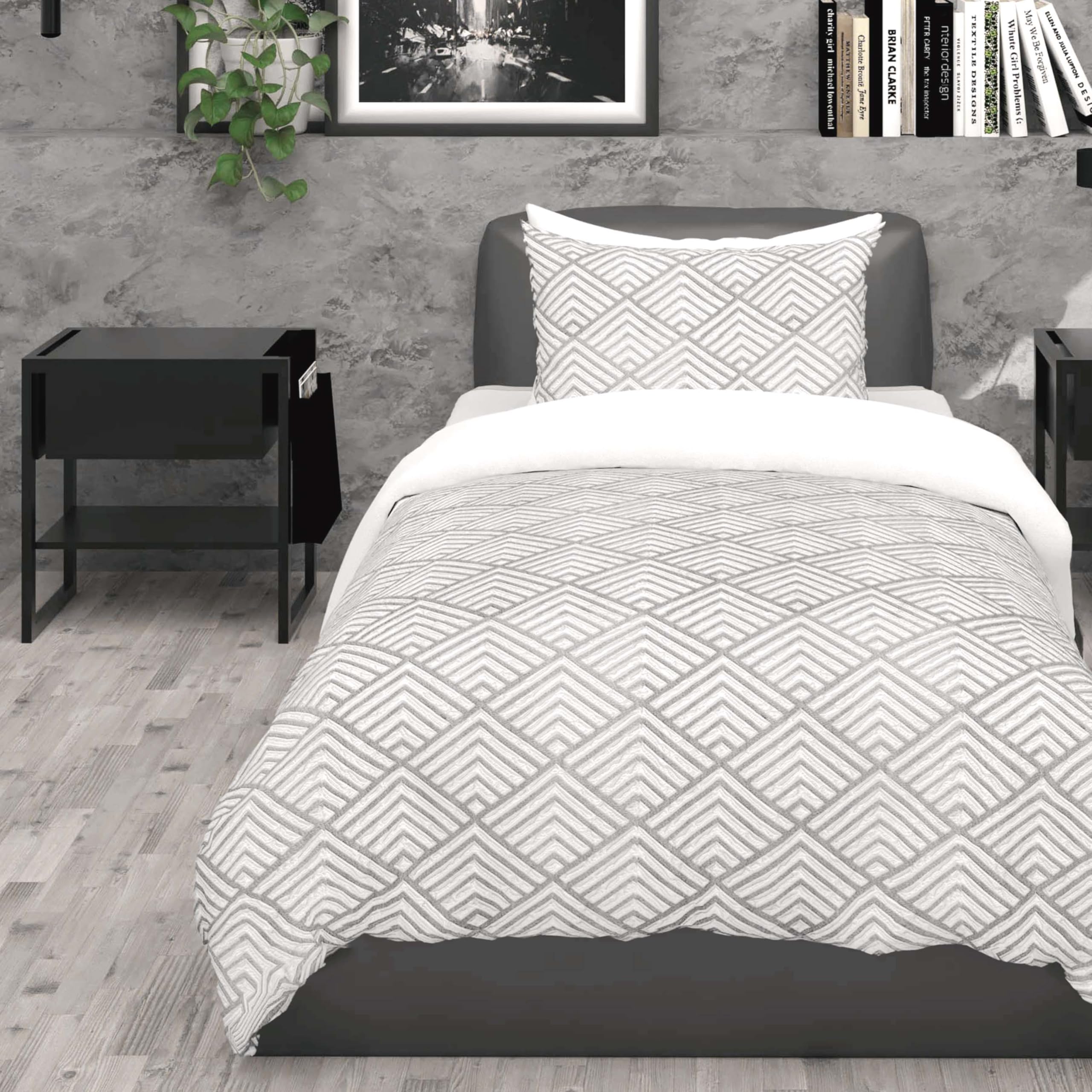 Intemporel Soleil d'Ocre 3D Microfibre Duvet Cover Set 140 x 200 cm Laya Grey