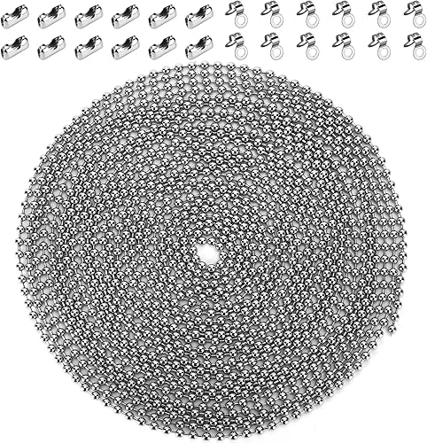 Cadena de tracción de ventilador de techo de 200 pulgadas, (actualización a prueba de óxido) extensión de cadenas de cuentas de 0.126 in, extensores