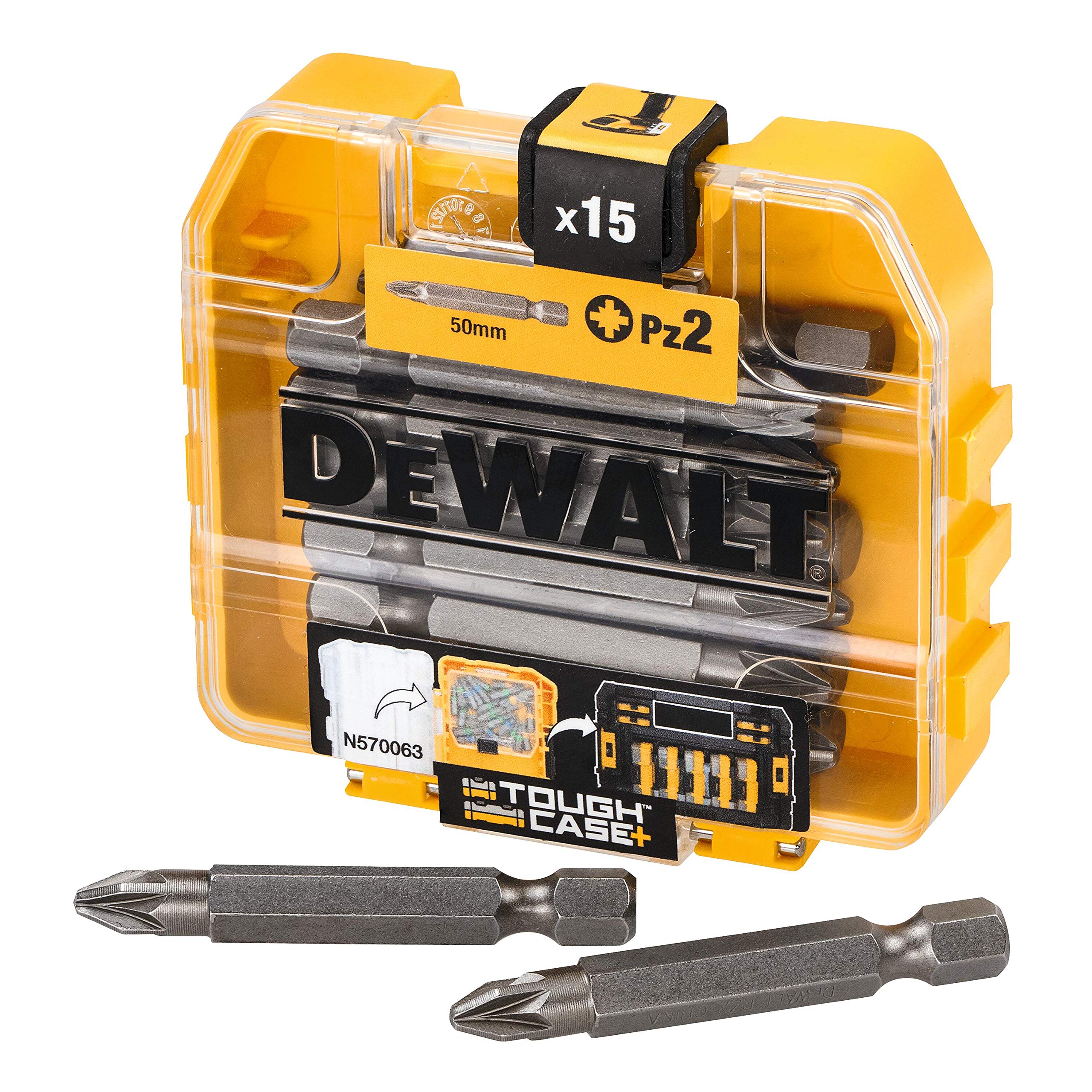 Coffret d'Embouts de Vissage DEWALT Toughcase PZ2 50mm - 15 Pièces