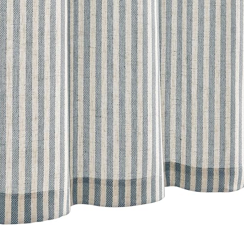Miniatura 9 de JINCHAN Cortinas de cocina a rayas, cortinas de lino a rayas, cortinas de café a rayas de 24 pulgadas de largo para sala de estar, baño, cortinas