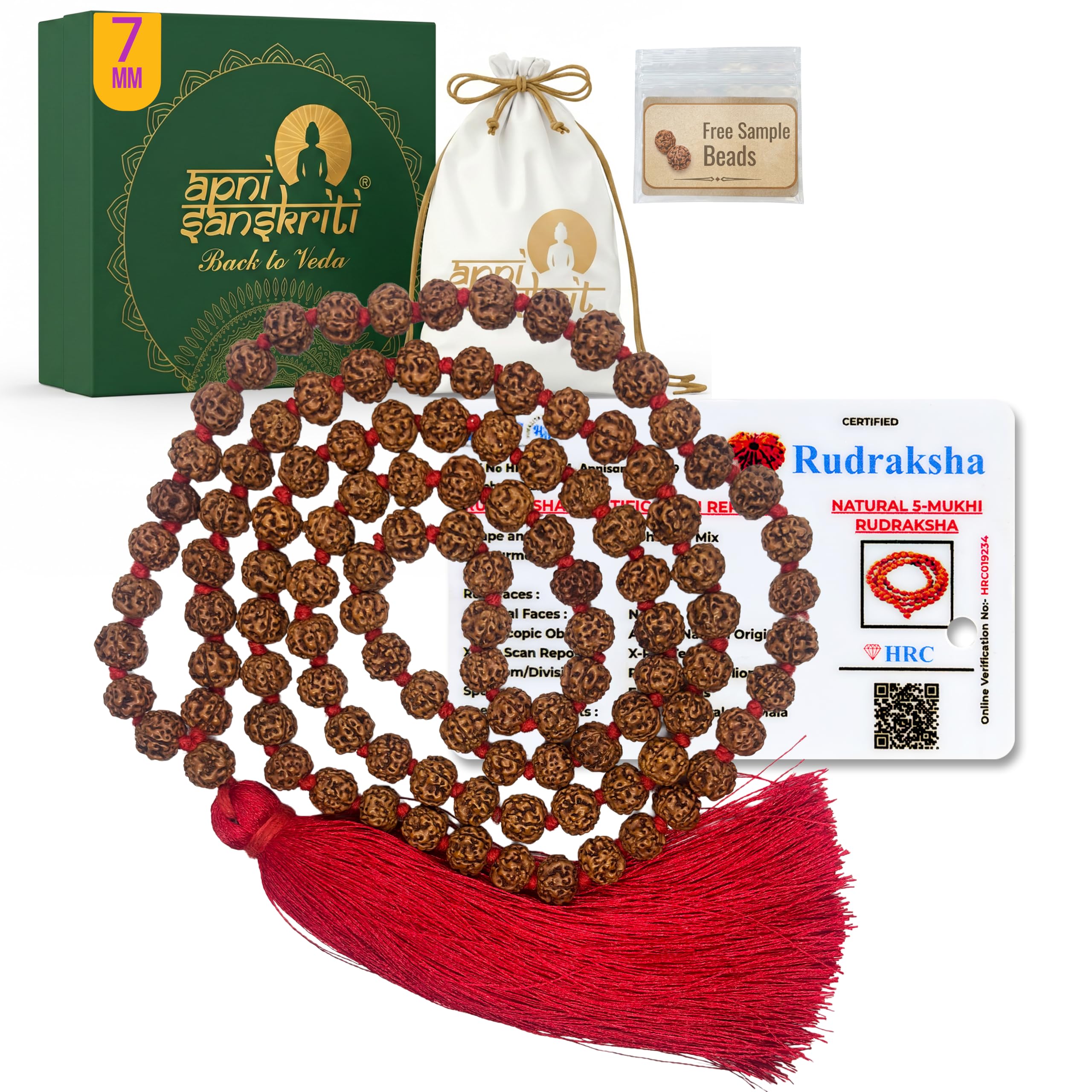 5 Mukhi Rudraksha Mala - Natural & Lab Certified -12