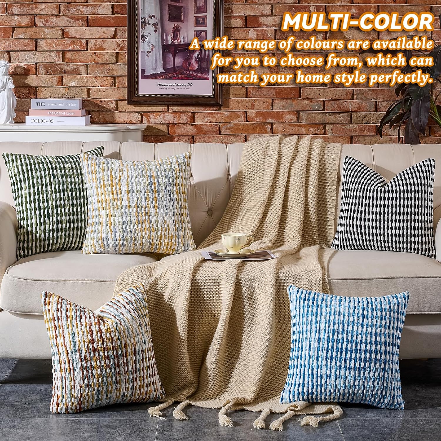 AmHoo Boho Chenille Pillow Cover Decorative Tufted Pillowcase for Couch Bed Sofa Bedroom Living Room Modern 18 x 18-Inch Grey - Image 7