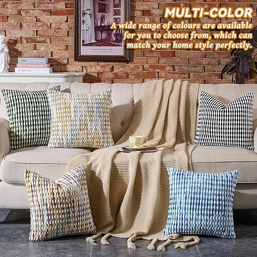 Miniatura 7 de AmHoo Juego de 2 fundas de almohada decorativas de chenilla estilo bohemio, funda de almohada con borlas para sofá, cama, dormitorio, sala de estar,