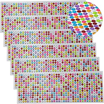 3024 Pieces Self-Adhesive Rhinestone Stickers Mix Colors Bling Bling Gems Set Craft Jewels 6mm Self Adhesive Colorful Embellishments for DIY Crafts and Art Projects