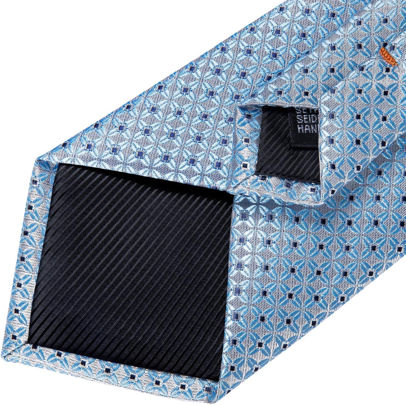 DiBanGu Mens Tie Set Silk Solid Paisley Necktie and Pocket Square Cufflinks Classic Formal Ties for Men Wedding Party - Image 6