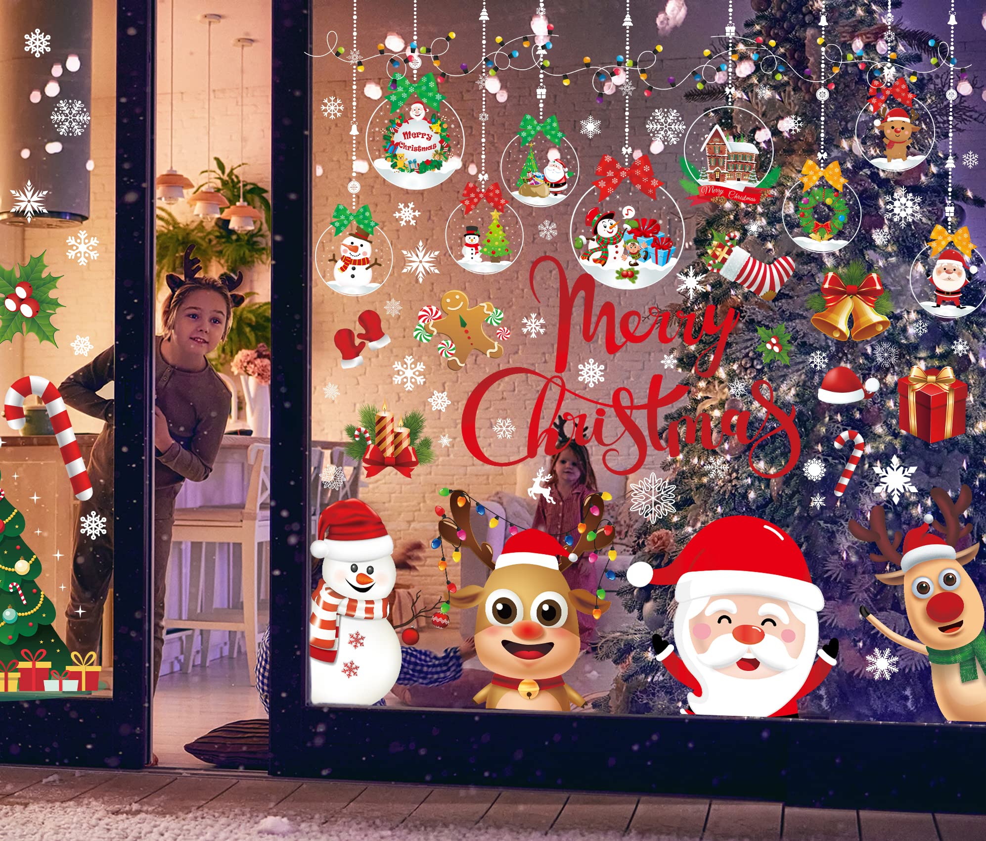 Funnlot Christmas Window Stickers 10 Sheets Christmas Window Decorations Double Sided Christmas Snowflake Christmas Window Clings Christmas Window Decals for Xmas Party Supplies Holiday Decorations