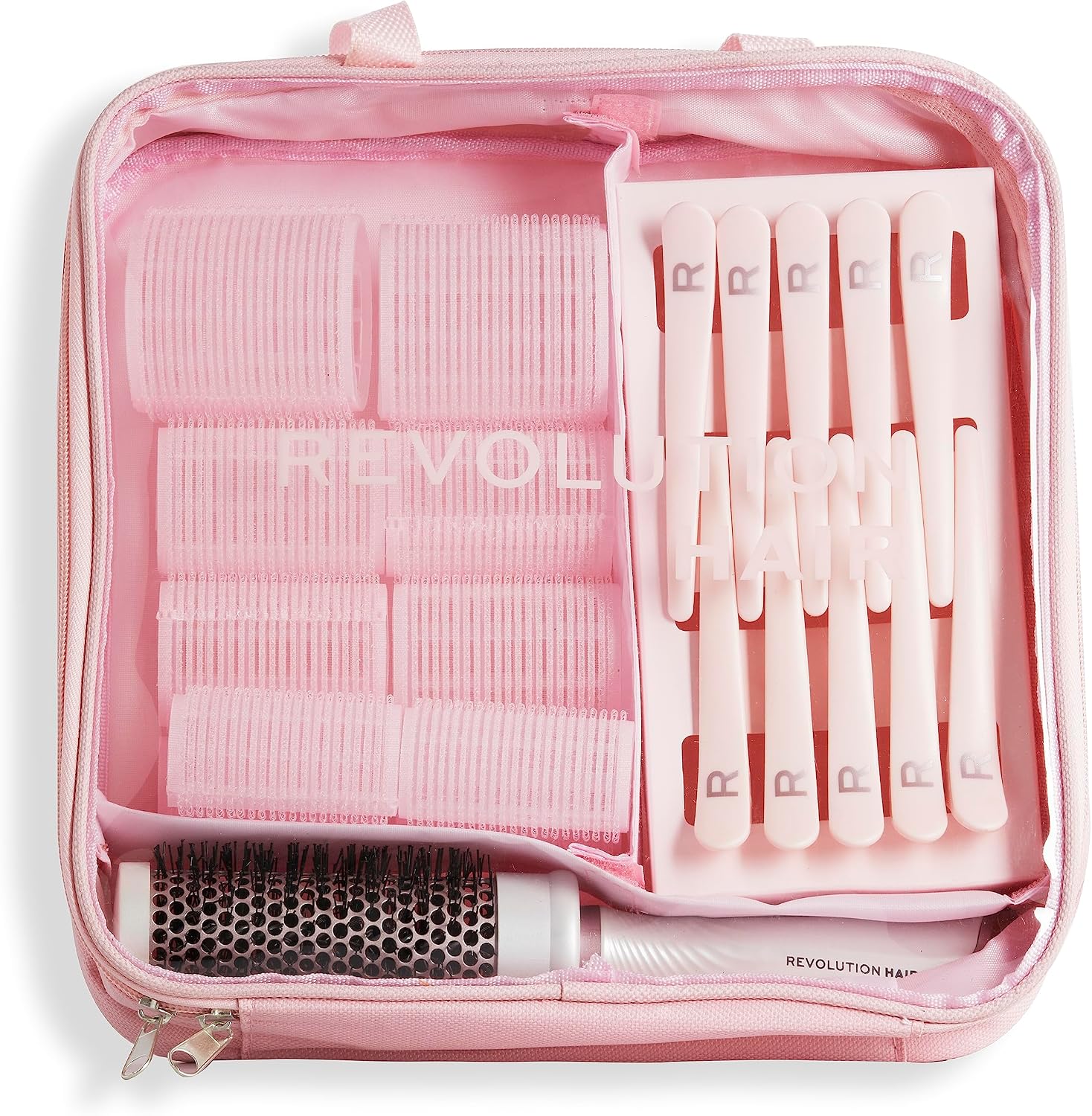 Revolution Haircare Revolution Hair Pack of 10 Mega Hair Roller Gift Set, Velcro Heatless Rollers, Styling Brush, Hair Clips and Bag Included Revolution Haircare Revolution Hair Pack of 10 Mega Hair Roller Gift Set, Velcro Heatless Rollers, Styling Brush, Hair Clips and Bag Included