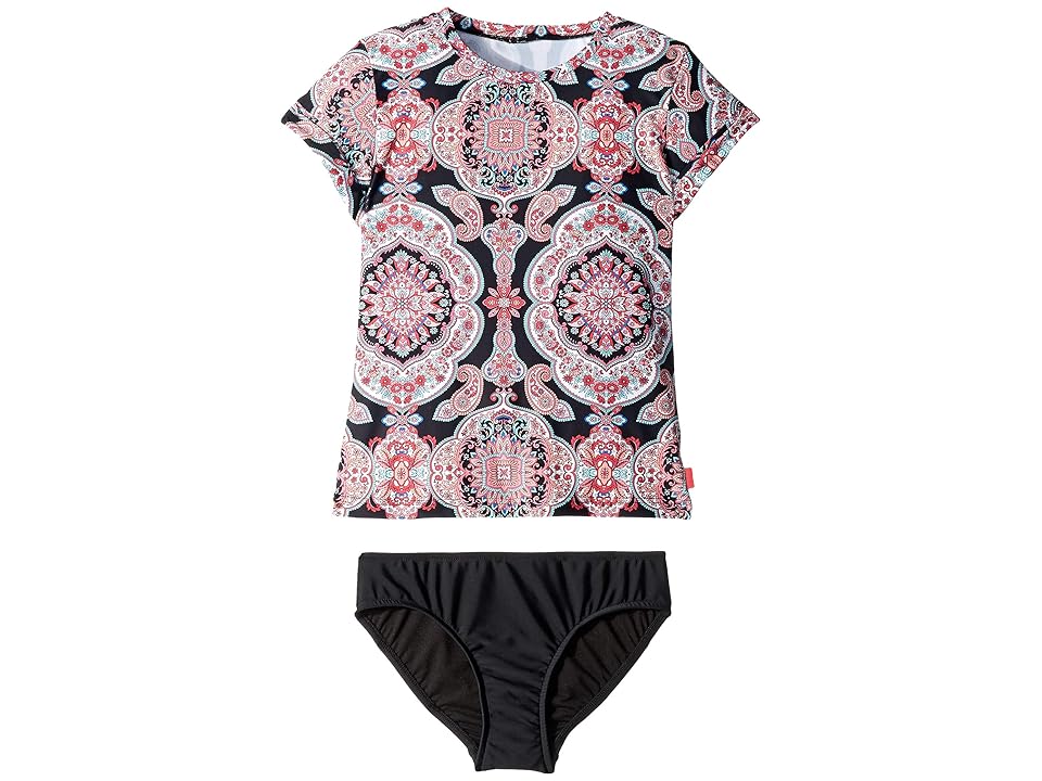 

Seafolly Kids Indian Chintz Short Sleeve Surf Set (Little Kids/Big Kids) (Black) Girl's Swimwear Sets
