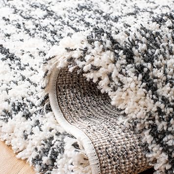 SAFAVIEH Hudson Shag Collection Area Rug - 9' x 12', Ivory & Dark Grey, Modern Abstract Design, Non-Shedding & Easy Care, 2-inch Thick Ideal for High Traffic Areas in Living Room, Bedroom (SGH294A)