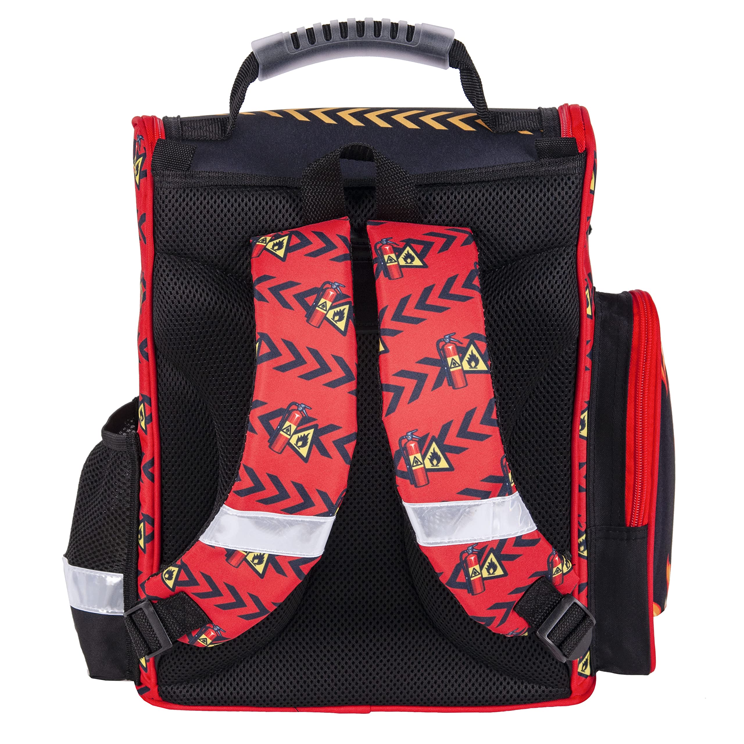 Goldkids Feuerwehr Firefighters Schulranzen Grundschule ergonomischer Ranzen Federmappe Federtasche Federmäppchen ohne Inhalt Turnbeutel Sporttasche 4er Set Fire