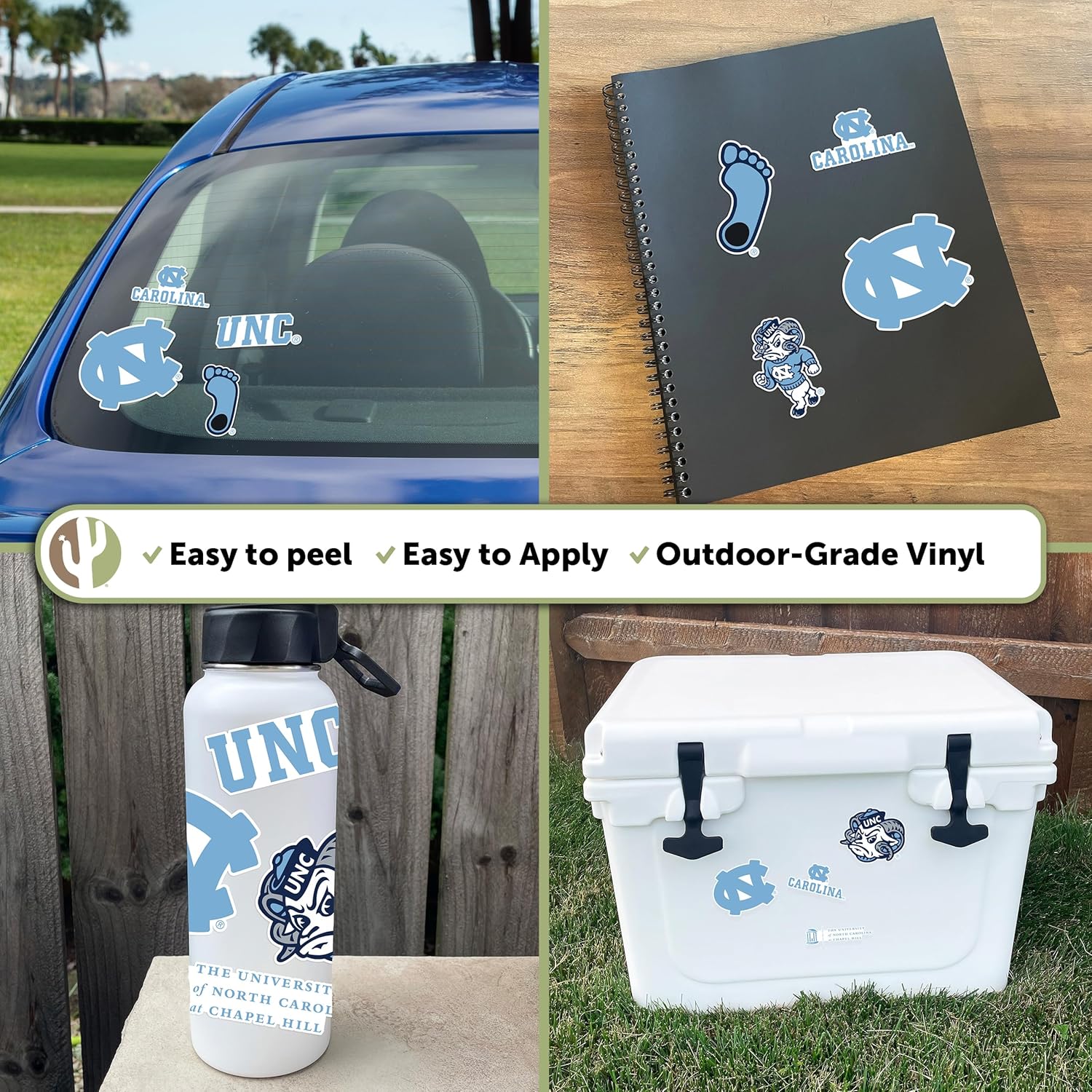 Desert Cactus University of North Carolina Sticker UNC Tar Heels Chapel Hill Vinyl Decals Laptop Water Bottle Car Scrapbook Sheet T2 (Type 2) - Image 2