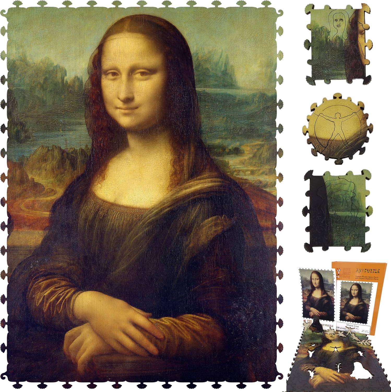 Wooden Puzzle for Adults - Uniquely Shaped Pieces - Made in The USA by FoxSmartBox - 220 Pieces - Mona Lisa