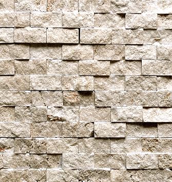 SquarefeetDepot 1x2 Walnut Travertine Splitface Finish Mosaic Backsplash Wall Tile