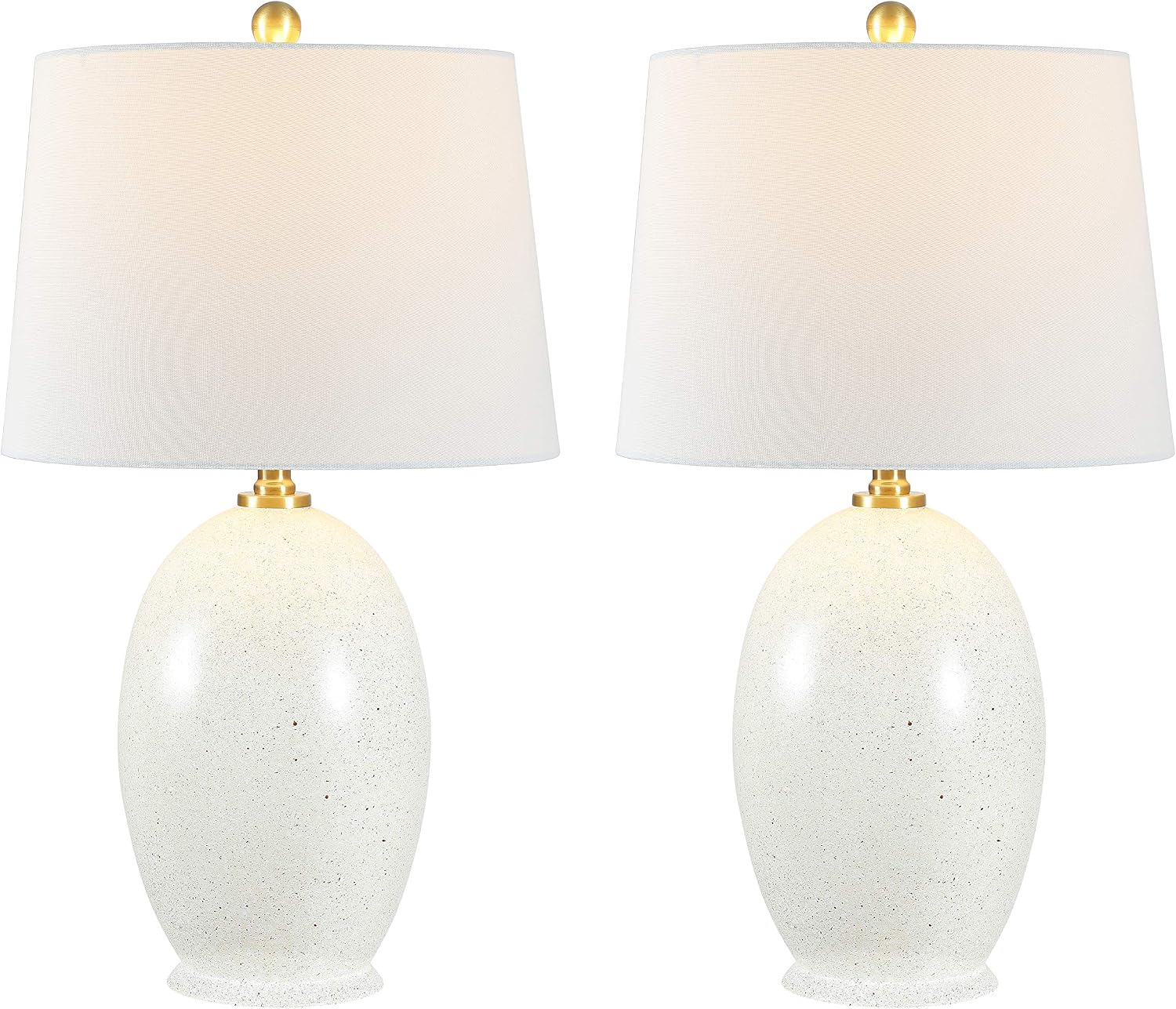 SAFAVIEH Lighting Collection Vemeli Modern Cream 26-inch Bedroom Living Room Home Office Desk Nightstand Table Lamp Set of 2 (LED Bulbs Included)