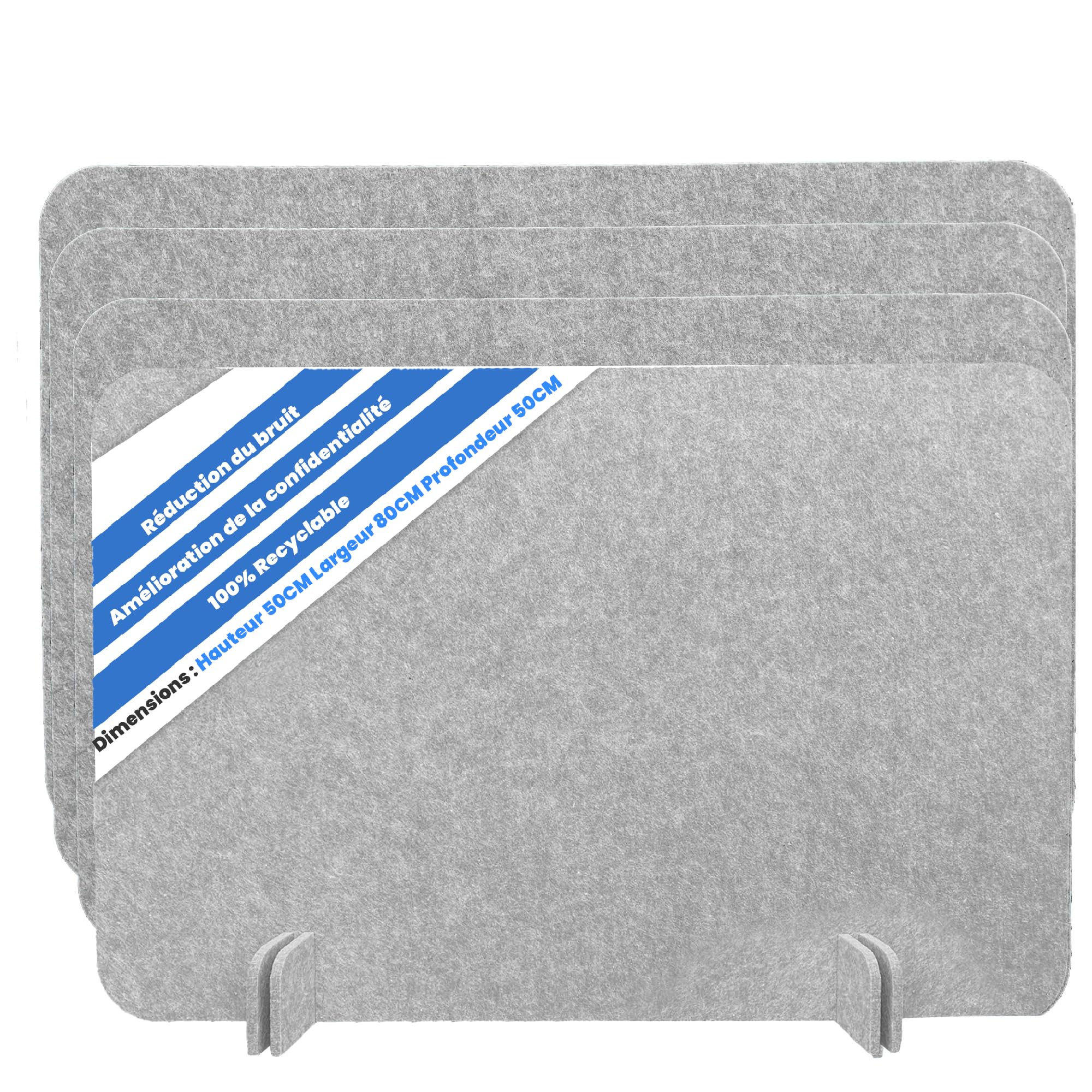 Cloison de bureau ReFind. Réduction acoustique du bruit et écran de confidentialité pour l'espace de travail. Organisateur de bureau autonome. Pour bureau, école et télétravail. [50cm x 80cm]