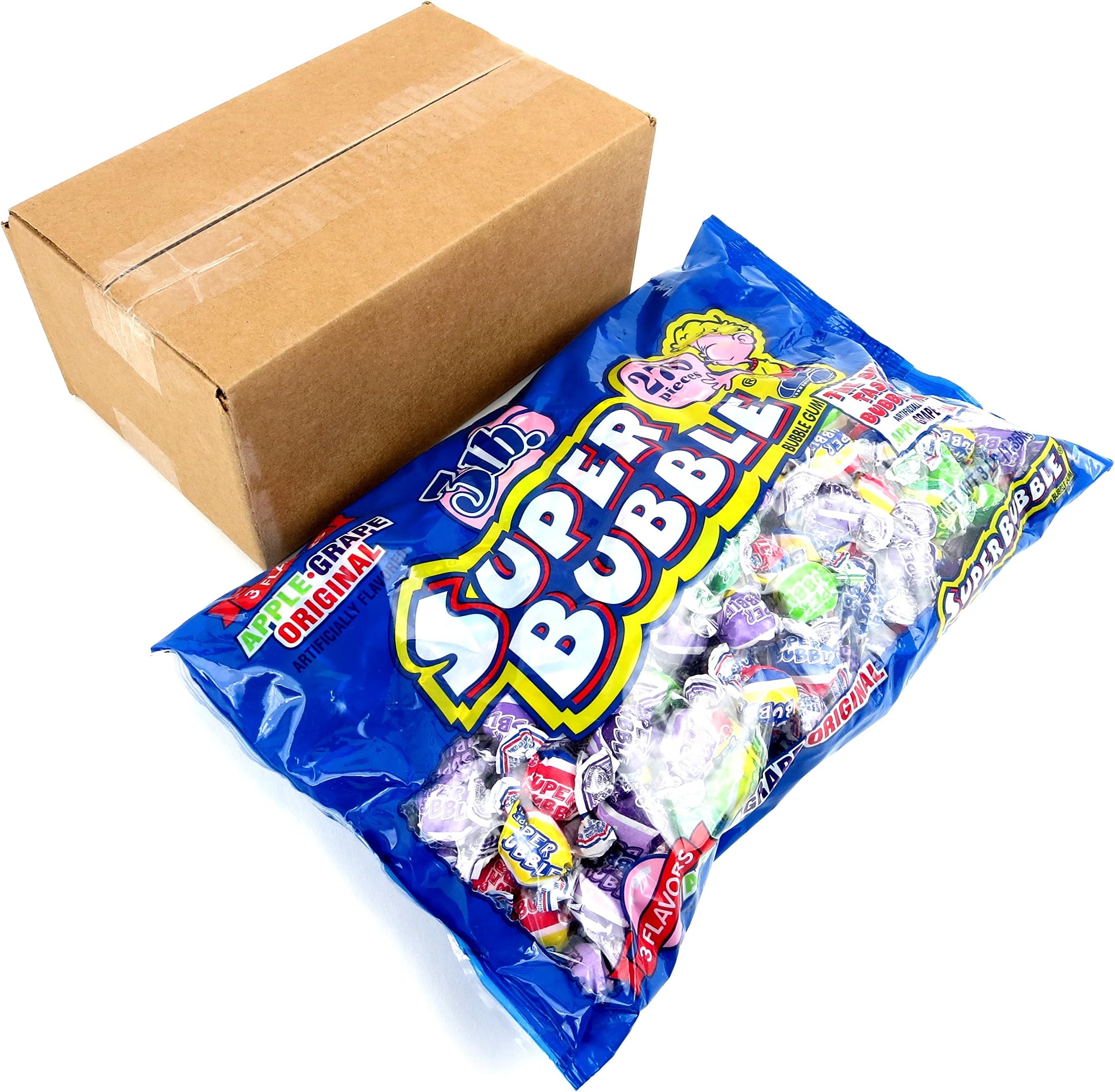 Super Bubble Bubble Gum, 3lb Bag of Assorted Flavors Frustration Free Packaging