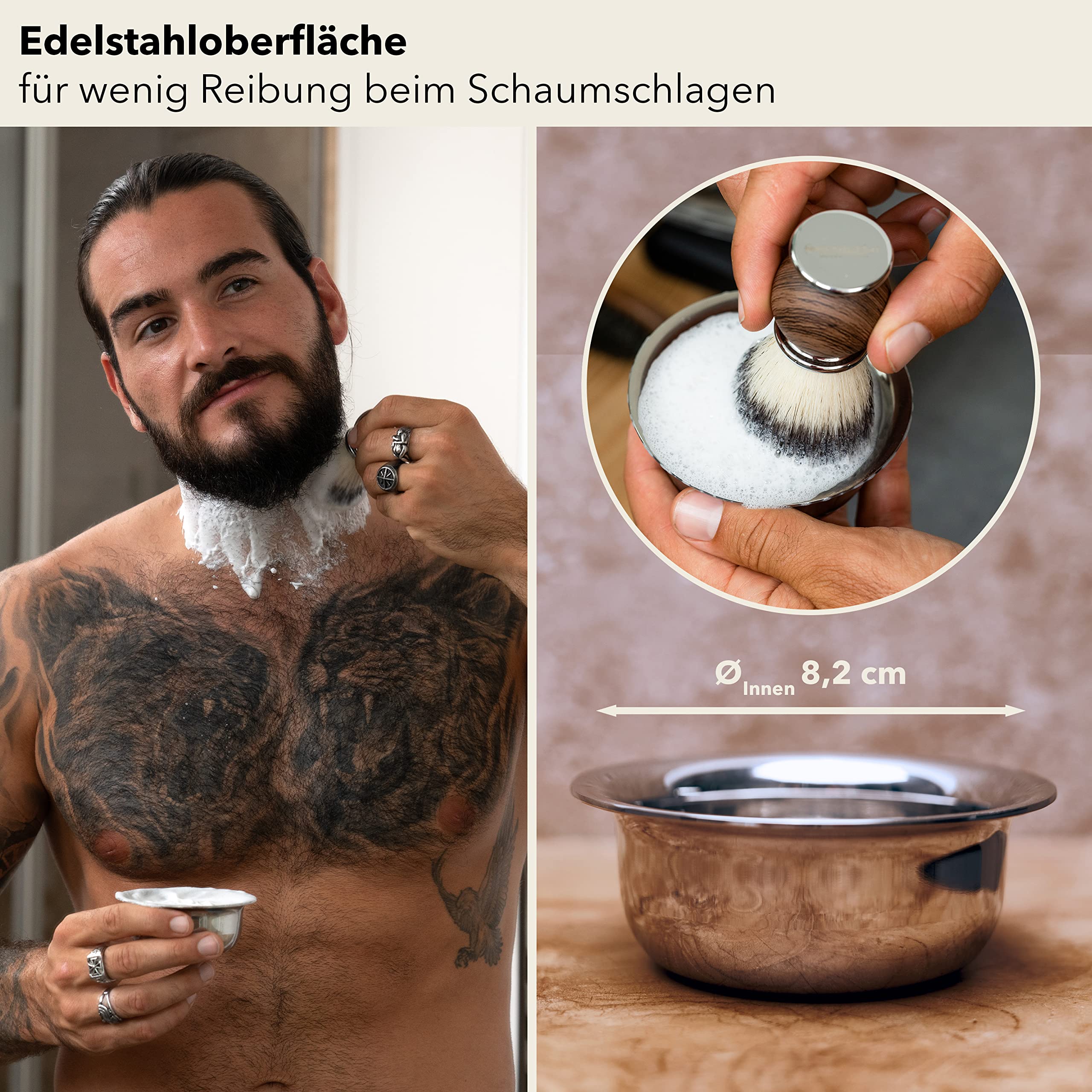 Störtebekker® Premium Rasierschale - Edelstahl Rasiertiegel - hochwertige Schale zum Schaum aufschlagen - für jede Rasierseife geeignet - Shaving Bowl - inkl. hochwertiger Verpackung
