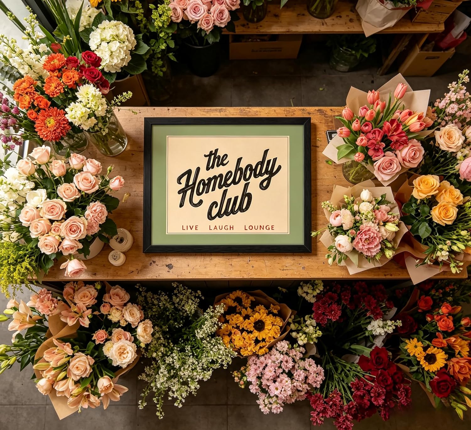 Framed 'The Homebody Club' Quote Wall Art, Retro Typography Canvas Print, Cozy Home Decor for Living Room Bedroom Guest Room Home Office Lounge image 3