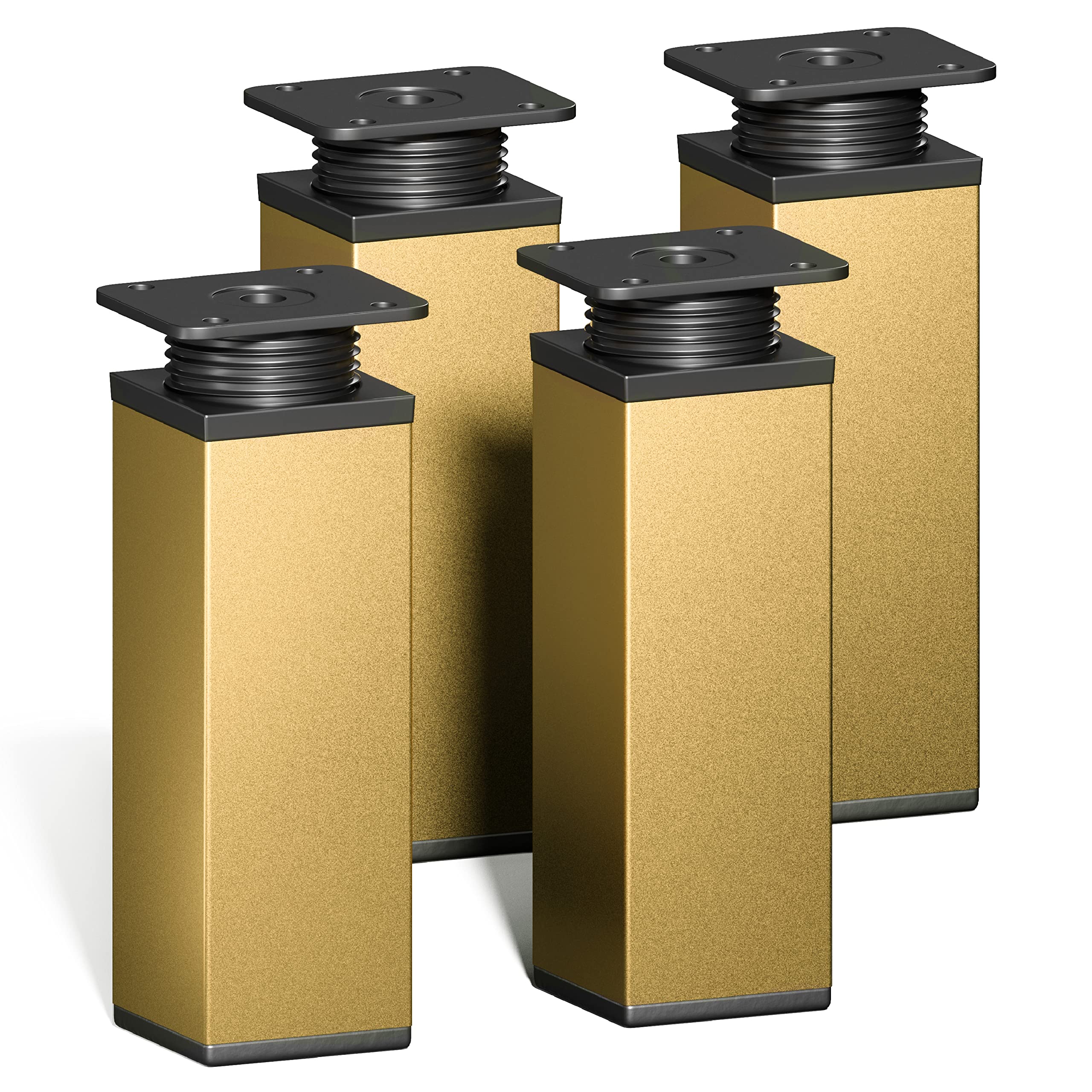 Set 4 Gambe Per Mobili Regolabili In Oro - Altezza 100-120 Mm, Per Armadi E Credenze