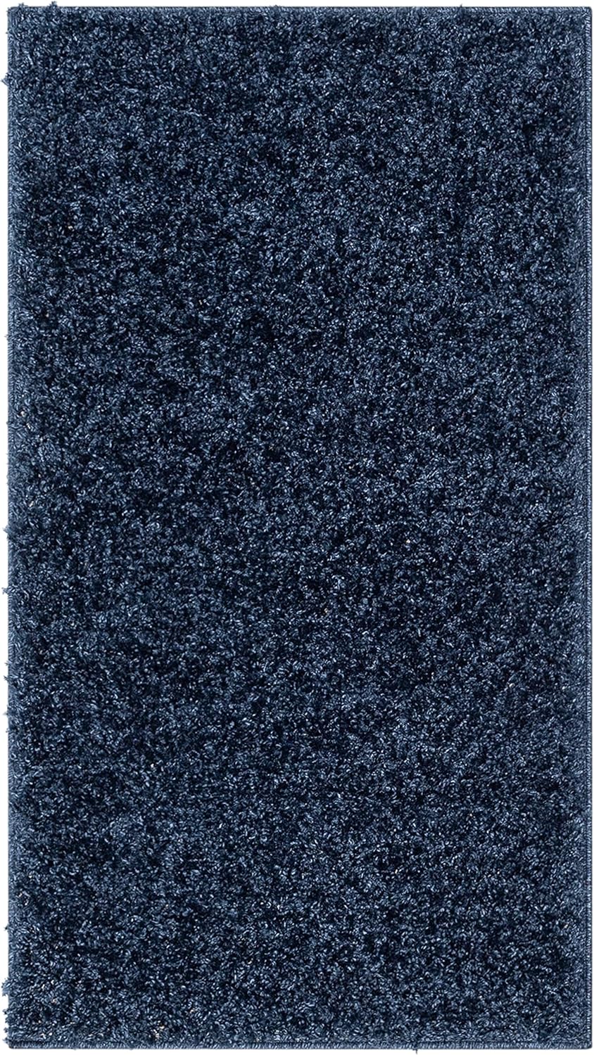 Well Woven Elle Basics | Emerson Shag Dark Blue | Textured Mat Rug (2'3" x 3'11")