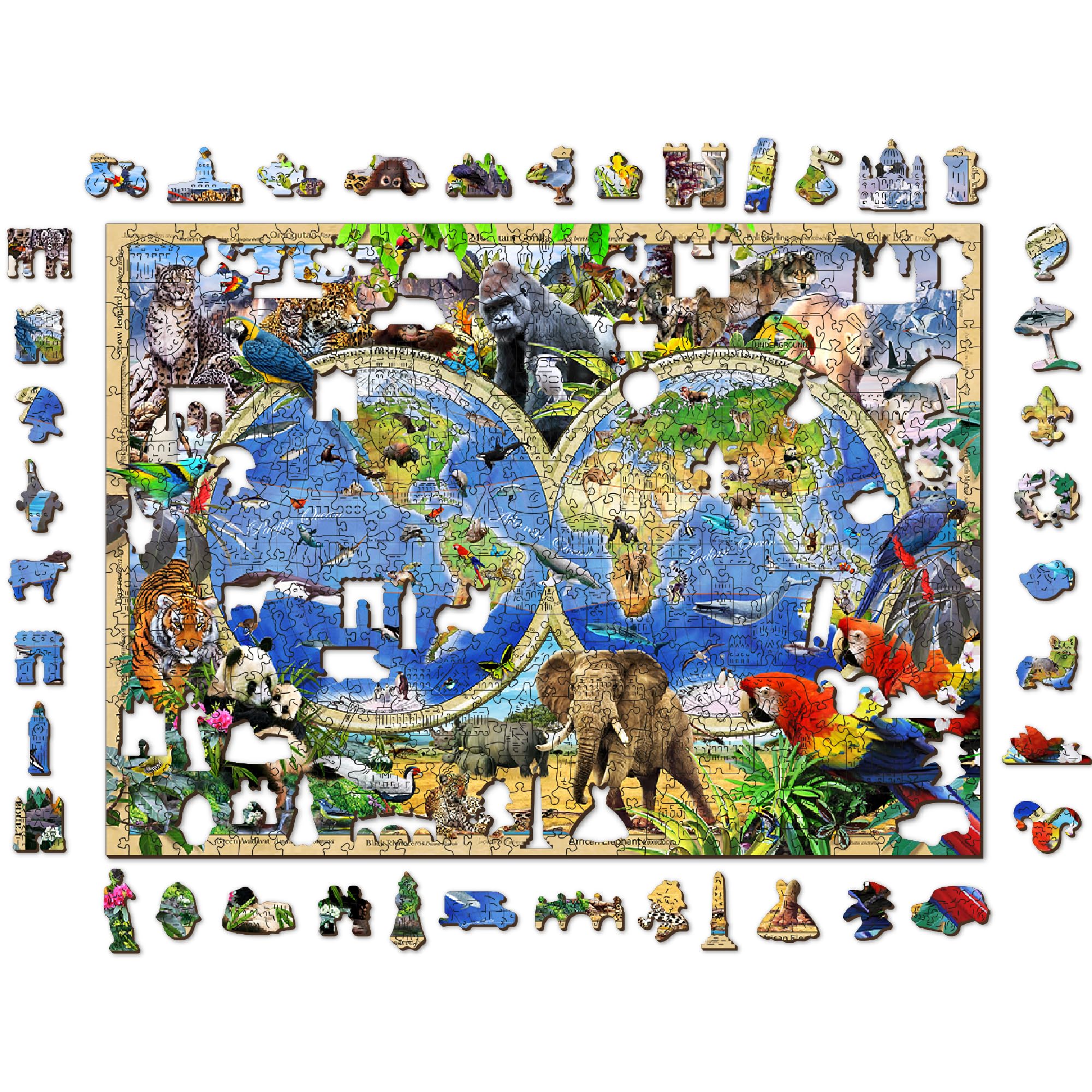 WOODEN.CITY Puzzle 1000 piezas de animales del reino, rompecabezas para adultos de madera de Howard Robinson