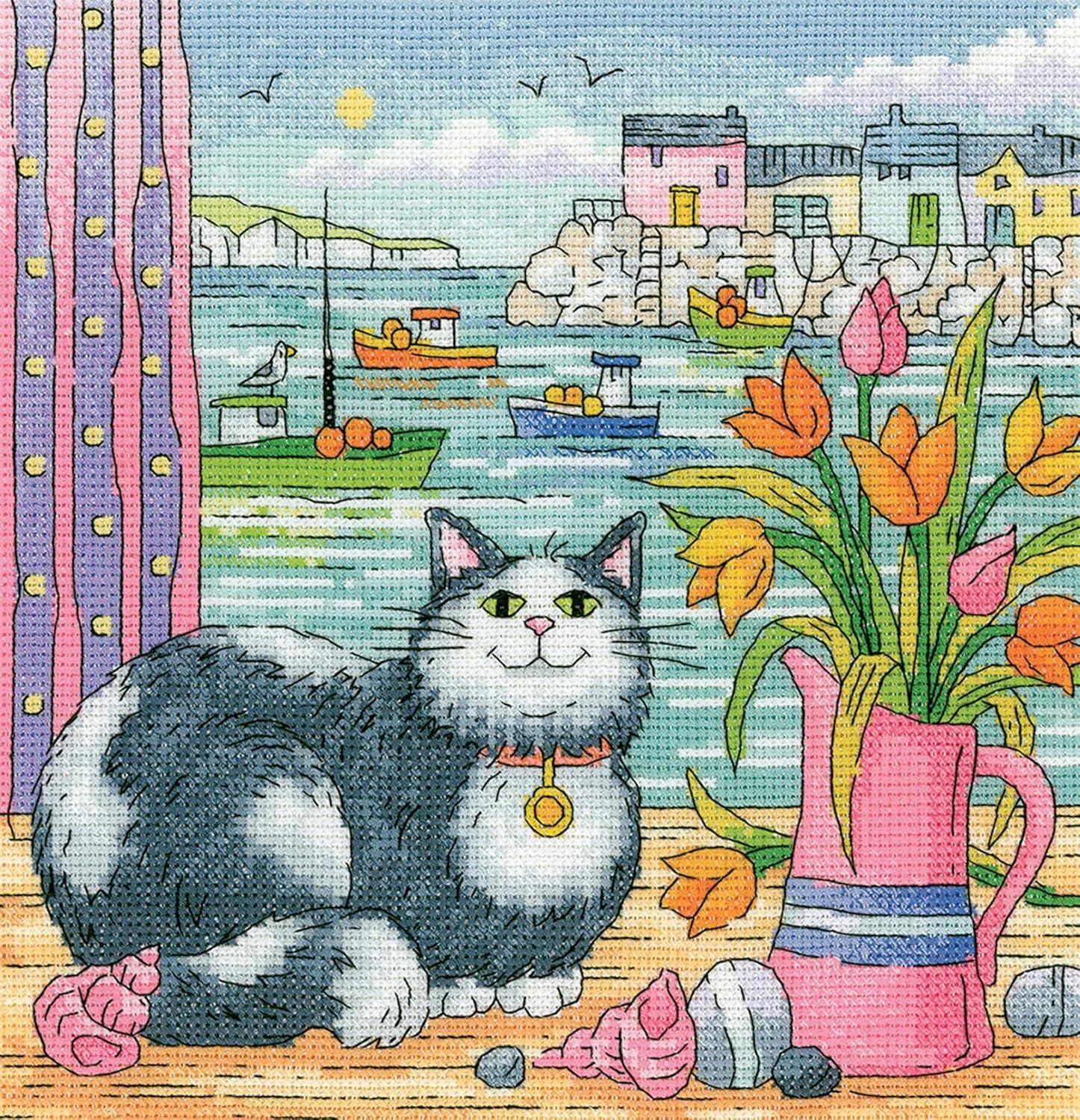 Heritage Counted Cross Stitch kit Aida Harbour View (A), BSHV1609-A, 20,5x21,5cm, DIY
