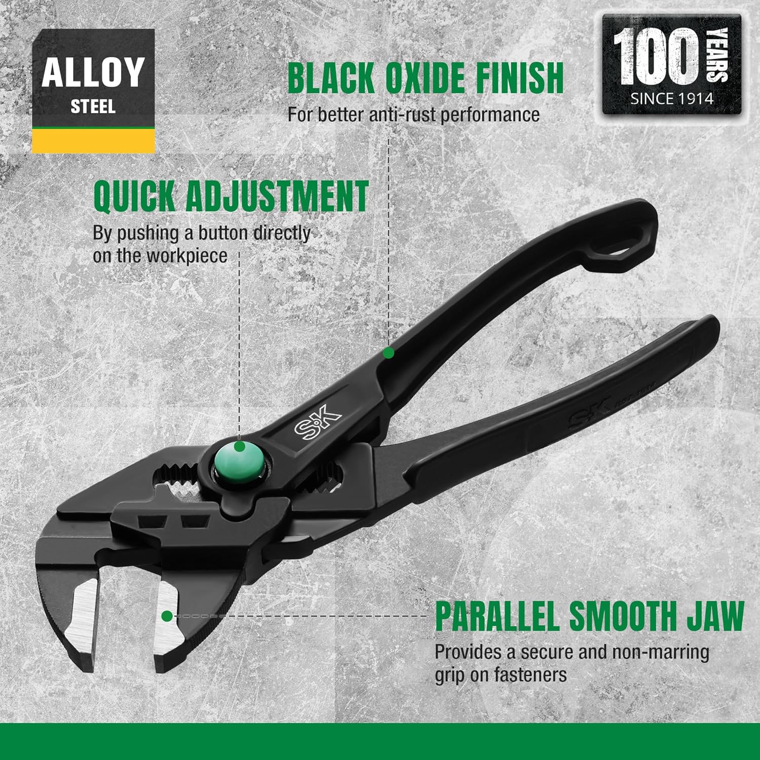 SK 4-Inch Pliers Wrench, Mini Pliers Wrench, Smooth Parallel Jaws with Comfortable Grips