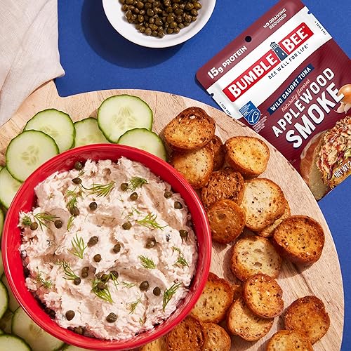 Miniatura 6 de Bumble Bee Applewood Smoke Seasoned Tuna, 2.5 oz Pouches (Pack of 12) - Ready to Eat - Wild Caught Tuna Packet - 15g Protein per Serving - Gluten