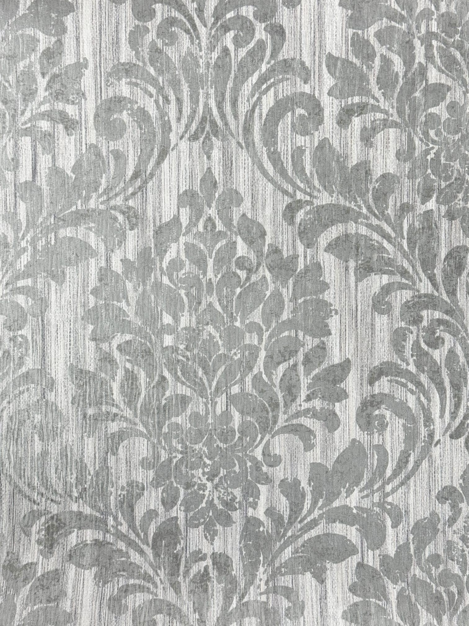 Muriva Theon Damask Grey Metallic Wallpaper 234311 from B&Q