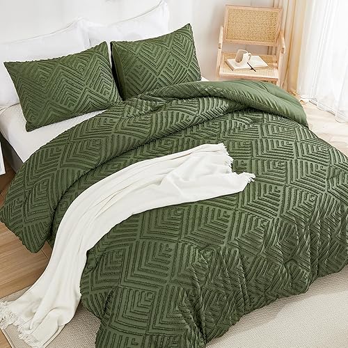 Miniatura 3 de Andency Juego de edredón de tamaño King de 3 piezas, estilo bohemio, juego de ropa de cama y colecciones de estilo rústico copetudo para todas las