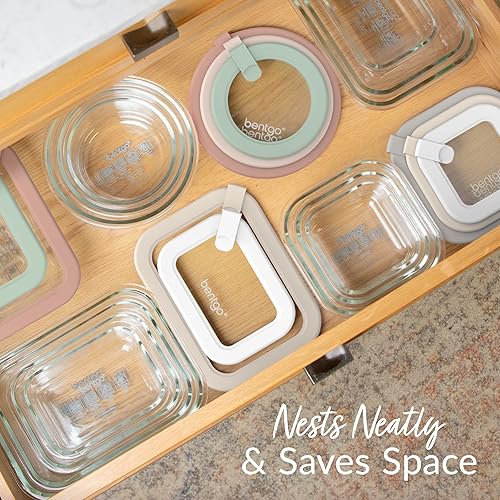 Miniatura 5 de Bentgo Signature - Almacenamiento de alimentos de vidrio a prueba de fugas, juego de 8 piezas, recipientes sin plástico con 1 compartimento con
